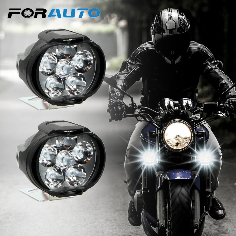 1 Pair Motorcycles Headlight 6500k White Super Bright 6 LED Working Spot Light Motorbike Fog Lamp 1200LM LED Scooters Spotlight