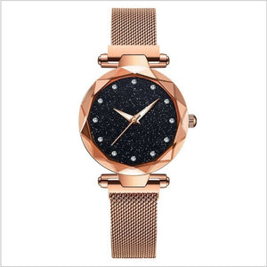 Top Brand Star Watch For Women Rose Gold Mesh Magnet Starry Sky Quartz Wristwatch Gradient Ladies Wrist Watches relogio feminino