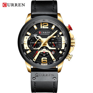 Curren relojes deportivos informales para hombre reloj de pulsera de cuero militar de lujo de marca azul reloj de pulsera de cronógrafo de moda para hombre esfera de segundos minutos